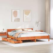 vidaXL Sängram utan madrass vaxbrun 160x200 cm massiv furu
