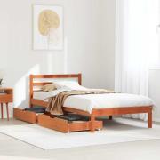 vidaXL Sängram utan madrass vaxbrun 75x190 cm massiv furu