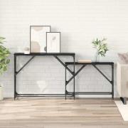 vidaXL Konsolbord 2 pcs Svart Ek 100 x 28 x 75 cm Konstruerat trä