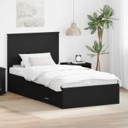 vidaXL Sängram med låda Svart och Silver 100 x 200 cm Konstruerat trä