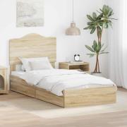 vidaXL Förvaringssäng med låda Sonoma-ek 90 x 200 cm Konstruerat trä