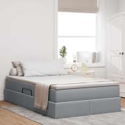 vidaXL Förvaringssäng med madrass Ljusgrå 120 x 190 cm Polyester