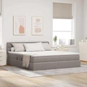 vidaXL Förvaringssäng med madrass Taupe 160 x 200 cm Konstruerat trä