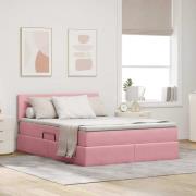 vidaXL Förvaringssäng med madrass med lagring Rosa 140 x 190 cm Sammet