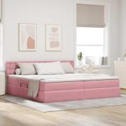 vidaXL Förvaringssäng med madrass med lagring Rosa 200 x 200 cm Sammet