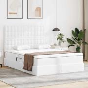 vidaXL Förvaringssäng med madrass Ren Vit 140 x 190 cm Konstläder