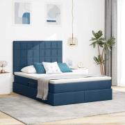 vidaXL Förvaringssäng med madrass Blå 140 x 190 cm Polyester