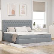 vidaXL Förvaringssäng med madrass Ljusgrå 200 x 200 cm Polyester