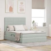 vidaXL Förvaringssäng med madrass Ljusgrå 140 x 190 cm Sammet