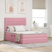 vidaXL Förvaringssäng med madrass med madrass Rosa 140 x 190 cm Sammet
