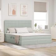 vidaXL Förvaringssäng med madrass Ljusgrå 180 x 200 cm Sammet