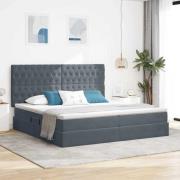 vidaXL Förvaringssäng med madrass Mörkgrå 200 x 200 cm Sammet