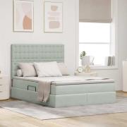 vidaXL Förvaringssäng med madrass Ljusgrå 140 x 200 cm Sammet