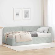 vidaXL Hörn Sängram Ljusgrå 90 x 190 cm Sammet