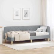vidaXL Hörn Sängram Ljusgrå 80 x 200 cm tyg