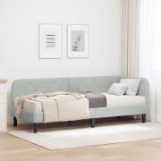 vidaXL Hörn Sängram Ljusgrå 80 x 200 cm Sammet