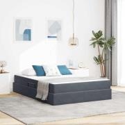 vidaXL Förvaringssäng med madrass Mörkgrå 140 x 190 cm Sammet
