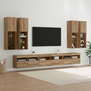 vidaXL TV väggskåp set Väggmonterad 7 pcs Artisan Ek Konstruerat trä