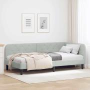 vidaXL Hörn Sängram Ljusgrå 90 x 200 cm Sammet