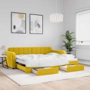 vidaXL Dagbädd utdragbar med lådor gul 90x200 cm sammet
