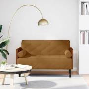 vidaXL Loveseat soffa med dynor brun 110 cm sammet