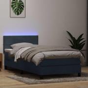 vidaXL Resårsäng med madrass och LED mörkgrå 80x210 cm sammet