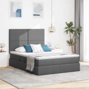 vidaXL Förvaringssäng med madrass Mörkgrå 140 x 190 cm Polyester
