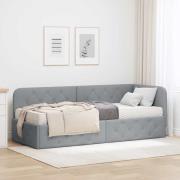 vidaXL Hörn Sängram Ljusgrå 80 x 200 cm tyg