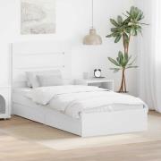 vidaXL Förvaringssäng med huvudgavel Vit 90 x 200 cm Konstruerat trä