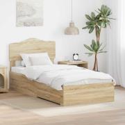 vidaXL Sängram med huvudgavel Sonoma-ek 70 x 190 cm Konstruerat trä