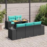 vidaXL Loungegrupp med dynor 6 delar svart konstrotting