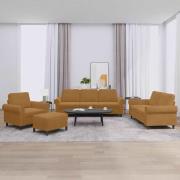 vidaXL Soffgrupp med dynor 4 delar brun sammet