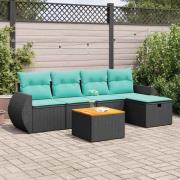 vidaXL Loungegrupp med dynor 6 delar svart konstrotting
