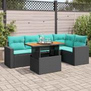 vidaXL Loungegrupp med dynor 6 delar svart konstrotting