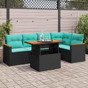 vidaXL Loungegrupp med dynor 6 delar svart konstrotting