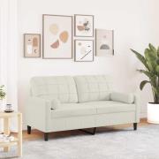 vidaXL 2-sitssoffa med prydnadskuddar gräddvit 140 cm sammet