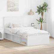 vidaXL Sängram med huvudgavel Vit 100 x 200 cm Konstruerat trä
