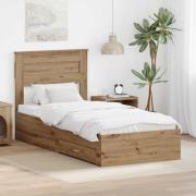 vidaXL Sängram med huvudgavel Artisan Ek 100 x 200 cm Konstruerat trä