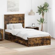 vidaXL Sängram med huvudgavel Rökt ek 90 x 190 cm Konstruerat trä
