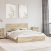 vidaXL Förvaringssäng med låda Sonoma-ek 160 x 200 cm Konstruerat trä