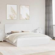 vidaXL Förvaringssäng med huvudgavel Vit 180 x 200 cm Konstruerat trä