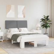 vidaXL Sängram med Klädd Huvudgavel Ljusgrå 120 x 200 cm Massiv furu