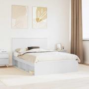 vidaXL Sängram med huvudgavel Vit 140 x 190 cm Massiv furu
