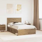 vidaXL Sängram med huvudgavel Artisan Ek 135 x 190 cm Massiv furu