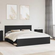 vidaXL Sängram med huvudgavel Svart 180 x 200 cm Massiv furu
