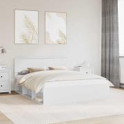vidaXL Sängram med huvudgavel Vit 160 x 200 cm Massiv furu