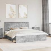 vidaXL Sängram med huvudgavel Betong 180 x 200 cm Massiv furu