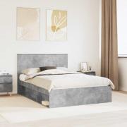vidaXL Sängram med huvudgavel Betong 140 x 200 cm Massiv furu