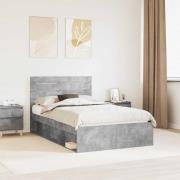 vidaXL Sängram med huvudgavel Betong 120 x 190 cm Massiv furu