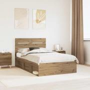 vidaXL Sängram med huvudgavel Artisan Ek 120 x 200 cm Massiv furu